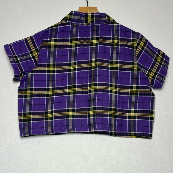 Daisy Street NEW Purple & Yellow Check Punk Casual Grunge Ska Shirt Women size M - Picture 3 of 4